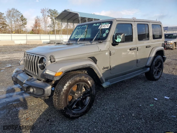 2020 Jeep Wrangler Unlimited Sahara with VIN 1C4HJXENXLW105210, listed as a Copart auction lot 79345214 with 74,480 mi miles and Salvage Title. Bid and sale history available at carsss.com. Image 1.