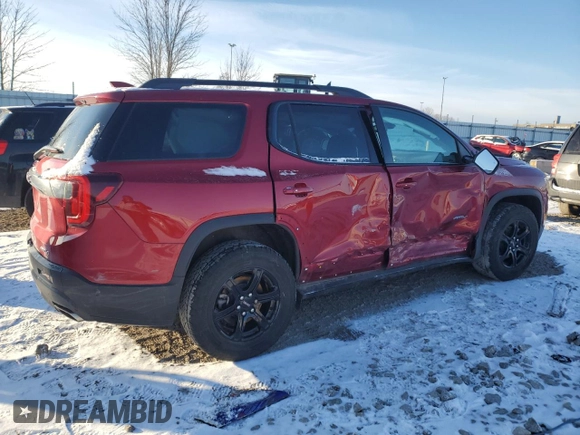 2021 GMC Acadia AT4 with VIN 1GKKNLLS9MZ167195, listed as a Copart auction lot 86845644 with 46,308 mi miles and Salvage Title. Bid and sale history available at DreamBid. Image 3.