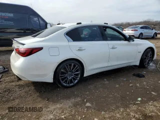 2018 Infiniti Q50 Red Sport 400 with VIN JN1FV7AR2JM480539, listed as a Copart auction lot 49141695 with 81,523 mi miles and Salvage Title. Bid and sale history available at DreamBid. Image 3.