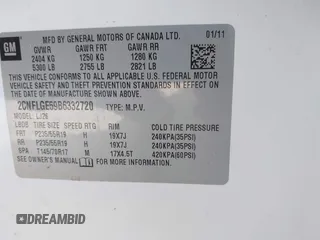 2011 Chevrolet Equinox LTZ with VIN 2CNFLGE59B6332720, listed as a IAAI auction lot 41837453 with 160,164 mi miles and . Bid and sale history available at DreamBid. Image 9.
