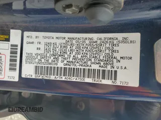 2005 Toyota Tacoma PreRunner with VIN 5TEKU72N55Z098139, listed as a Copart auction lot 57266715 with 144,890 mi miles and Salvage title. Bid and sale history available at DreamBid. Image 12.