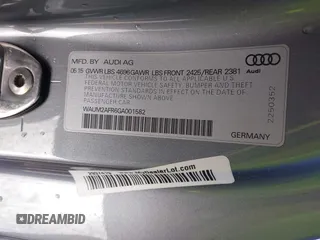 2016 Audi A5 Premium Plus with VIN WAUM2AFR6GA001582, listed as a IAAI auction lot 41288338 with 92,440 mi miles. Bid and sale history available at carsss.com. Image 9.