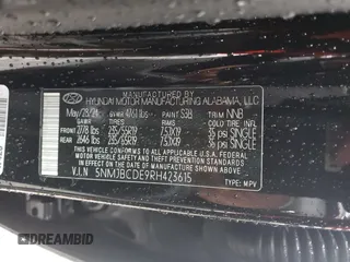 2024 Hyundai Tucson SEL z VIN 5NMJBCDE9RH423615, wystawiony jako Copart lot #56845595 z przebiegiem 15 587 mil mil oraz Szkoda całkowita • Salvage title. Historia ofert i sprzedaży dostępna na DreamBid. Obrazek 14.