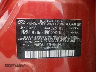 2017 Hyundai Elantra SE with VIN 5NPD84LF6HH009401, listed as a Copart auction lot 62397005 with 81,254 mi miles and Salvage title. Bid and sale history available at DreamBid. Image 12.