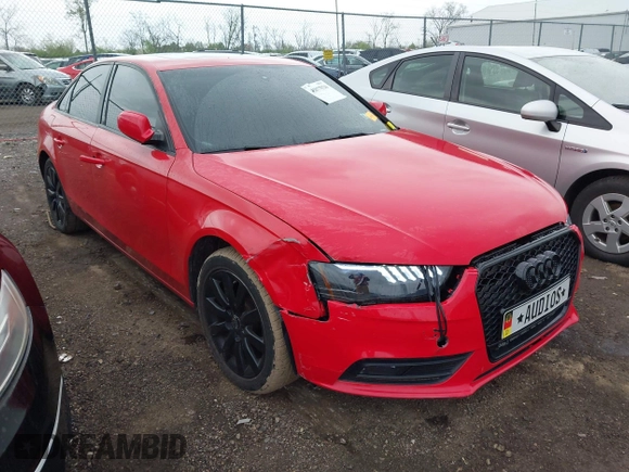 2013 Audi A4 Premium with VIN WAUBFAFL6DN031659, listed as a IAAI auction lot 42077526 with 54,269 mi miles and . Bid and sale history available at DreamBid. Image 1.