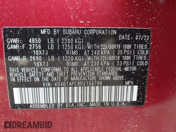 2024 Subaru Outback Touring с VIN 4S4BTAPC8R3134798, выставлен на аукционе IAAI как лот 41845286 с пробегом Не указан миль и . История ставок и продаж доступна на DreamBid. Изображение 9.