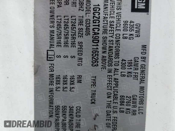 2013 Chevrolet Express Cargo z VIN 1GCZGTCA9D1165263, wystawiony jako Copart lot #51661055 z przebiegiem 172 369 mil mil oraz Szkoda całkowita • Salvage title. Historia ofert i sprzedaży dostępna na DreamBid. Obrazek 15.