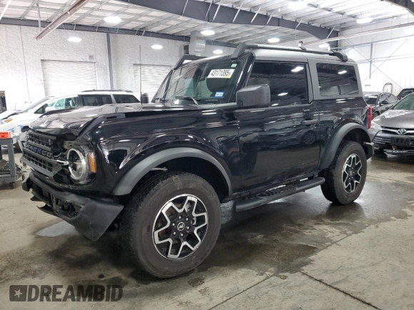 2023 Ford Bronco with VIN 1FMDE5AH7PLB26901, listed as a Copart auction lot 43171395 with 9,934 mi miles and Salvage title. Bid and sale history available at DreamBid. Image 1.