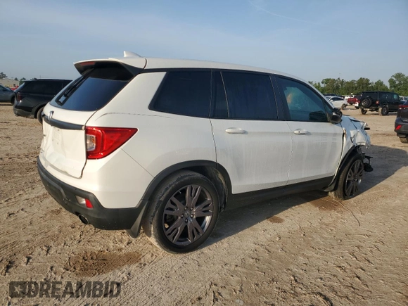 2021 Honda Passport EX-L with VIN 5FNYF7H53MB010829, listed as a Copart auction lot 56399175 with 75,810 mi miles and Salvage Title. Bid and sale history available at DreamBid. Image 3.