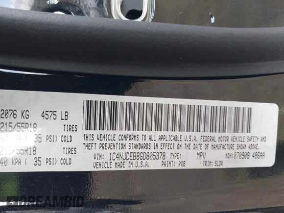 2016 Jeep Compass High Altitude Edition with VIN 1C4NJDEB8GD805378, listed as a IAAI auction lot 41440197 with 80,848 mi miles. Bid and sale history available at carsss.com. Image 9.