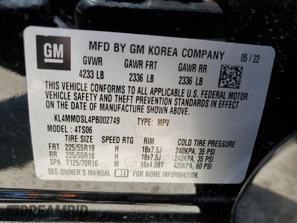 2023 Buick Encore GX Select with VIN KL4MMDSL4PB002749, listed as a Copart auction lot 51481965 with 31,858 mi miles and Salvage title. Bid and sale history available at DreamBid. Image 13.
