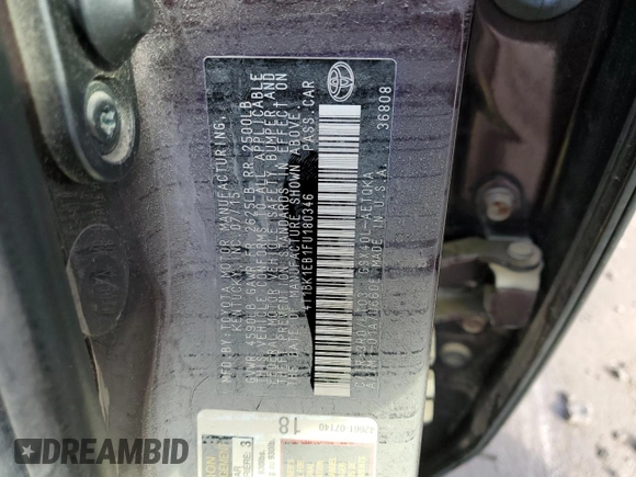 2015 Toyota Avalon Limited with VIN 4T1BK1EB1FU180346, listed as a Copart auction lot 46811925 with Not Provided miles and Non Repairable. Bid and sale history available at DreamBid. Image 12.