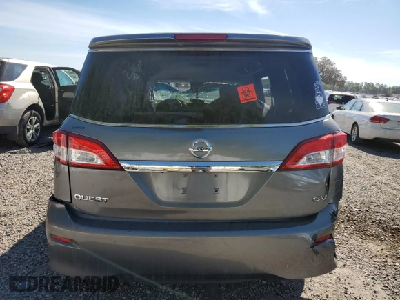 2015 Nissan Quest SV with VIN JN8AE2KP2F9129975, listed as a Copart auction lot 50630875 with 0 mi miles and Salvage Title. Bid and sale history available at carsss.com. Image 6.