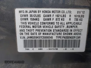2012 Honda Fit с VIN JHMGE8H37CS008245, выставлен на аукционе IAAI как лот 42452426 с пробегом 282 192 миль миль и . История ставок и продаж доступна на DreamBid. Изображение 9.