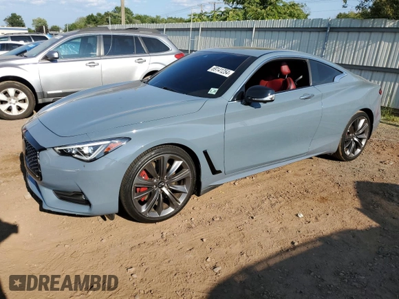 2021 Infiniti Q60 Red Sport 400 with VIN JN1FV7LL7MM560206, listed as a Copart auction lot 69141254 with 27,365 mi miles and Salvage title. Bid and sale history available at DreamBid. Image 1.