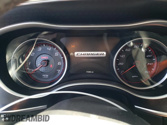 2015 Dodge Charger RT with VIN 2C3CDXCT0FH805909, listed as a Copart auction lot 42612035 with 77,493 mi miles and Salvage title. Bid and sale history available at DreamBid. Image 9.