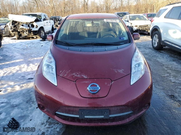 2015 Nissan LEAF SL with VIN 1N4AZ0CP7FC321033, listed as a Copart auction lot 42776715 with 53,700 mi miles and Salvage Title. Bid and sale history available at carsss.com. Image 5.