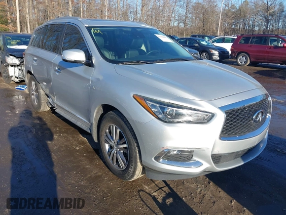 2019 Infiniti QX60 LUXE with VIN 5N1DL0MN3KC568514, listed as a IAAI auction lot 41308997 with 96,807 mi miles. Bid and sale history available at carsss.com. Image 1.