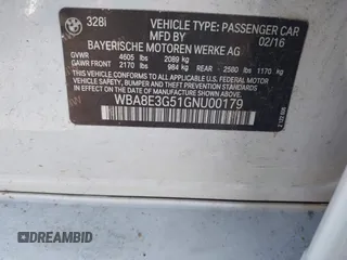 2016 BMW 3 Series 328i xDrive z VIN WBA8E3G51GNU00179, wystawiony jako IAAI lot #42292023 z przebiegiem 106 513 mil mil oraz . Historia ofert i sprzedaży dostępna na DreamBid. Obrazek 9.