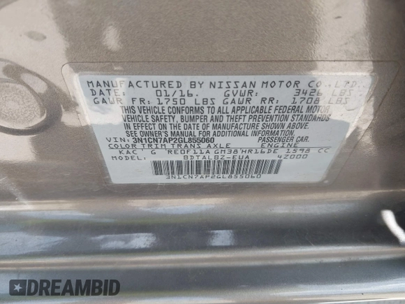 2016 Nissan Versa SV z VIN 3N1CN7AP2GL855060, wystawiony jako IAAI lot #42436960 z przebiegiem 120 271 mil mil oraz . Historia ofert i sprzedaży dostępna na DreamBid. Obrazek 9.