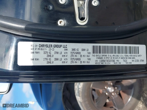 2014 Ram 1500 Tradesman with VIN 1C6RR6KT0ES237386, listed as a IAAI auction lot 41664969 with 197,116 mi miles. Bid and sale history available at carsss.com. Image 9.