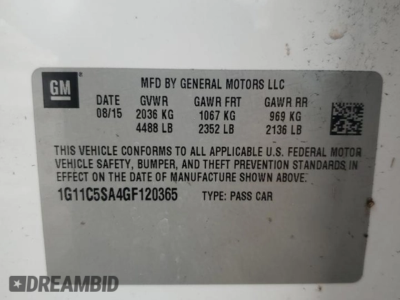 2016 Chevrolet Malibu Limited LT with VIN 1G11C5SA4GF120365, listed as a Copart auction lot 74554274 with 87,284 mi miles and Non Repairable. Bid and sale history available at carsss.com. Image 13.