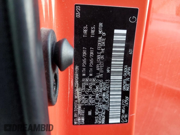 2023 Toyota 4Runner TRD Pro z VIN JTELU5JRXP6142113, wystawiony jako Copart lot #48787545 z przebiegiem 31 379 mil mil oraz Szkoda całkowita • Salvage title. Historia ofert i sprzedaży dostępna na DreamBid. Obrazek 13.