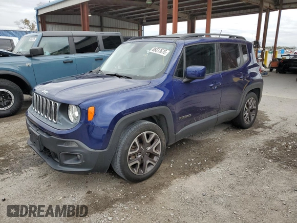 2016 Jeep Renegade Latitude with VIN ZACCJABW7GPE20005, listed as a Copart auction lot 88877675 with 53,091 mi miles and Salvage Title. Bid and sale history available at DreamBid. Image 1.