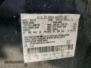 2012 Ford Explorer Limited with VIN 1FMHK8F8XCGB01773, listed as a Copart auction lot 50130445 with 175,730 mi miles and Salvage Title. Bid and sale history available at DreamBid. Image 15.