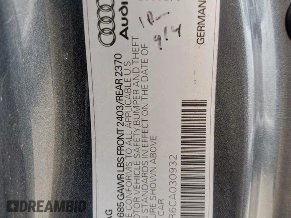 2012 Audi A5 Premium Plus z VIN WAULFAFR6CA030932, wystawiony jako Copart lot #55845575 z przebiegiem 99 283 mil mil oraz Szkoda całkowita • Salvage title. Historia ofert i sprzedaży dostępna na DreamBid. Obrazek 13.
