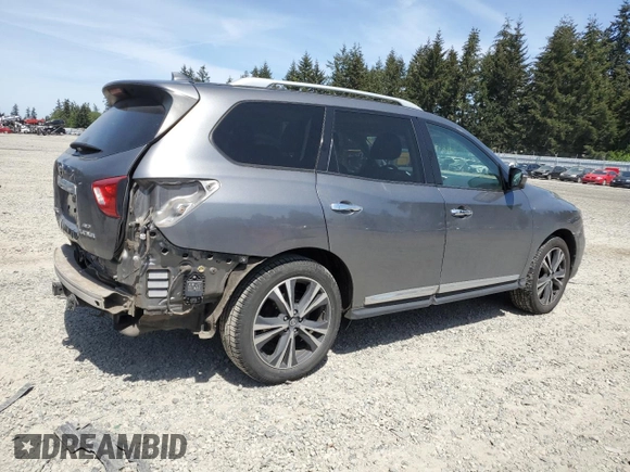 2020 Nissan Pathfinder Platinum with VIN 5N1DR2DM9LC588012, listed as a Copart auction lot 55823095 with 75,052 mi miles and Salvage title. Bid and sale history available at DreamBid. Image 3.