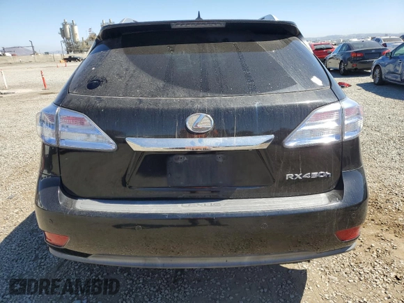 2011 Lexus RX 450h with VIN JTJBC1BAXB2034849, listed as a Copart auction lot 62915265 with 168,558 mi miles and Salvage title. Bid and sale history available at DreamBid. Image 6.