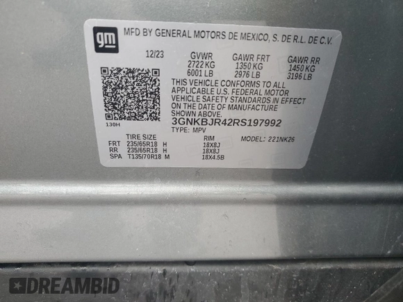 2024 Chevrolet Blazer LT z VIN 3GNKBJR42RS197992, wystawiony jako Copart lot #57789425 z przebiegiem 29 108 mil mil oraz Szkoda całkowita • Salvage title. Historia ofert i sprzedaży dostępna na DreamBid. Obrazek 14.