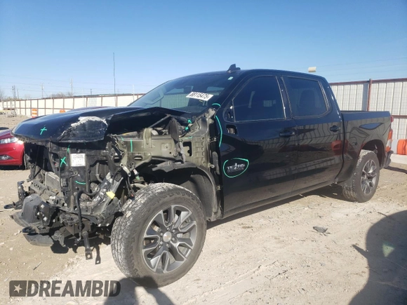 2023 Chevrolet Silverado 1500 LT with VIN 3GCUDDE87PG357998, listed as a Copart auction lot 88115475 with 43,024 mi miles and Salvage Title. Bid and sale history available at carsss.com. Image 1.