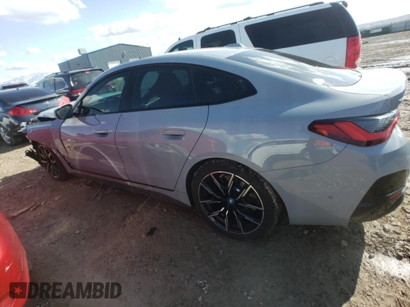 2023 BMW i4 M50 with VIN WBY33AW05PFR07737, listed as a Copart auction lot 44055154 with 9,252 mi miles and Salvage Title. Bid and sale history available at carsss.com. Image 2.
