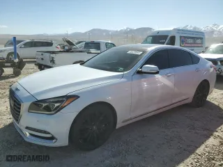 2018 Genesis G80 5.0L Ultimate with VIN KMHGN4JFXJU228703, listed as a Copart auction lot 49470565 with 95,585 mi miles and Salvage Title. Bid and sale history available at carsss.com. Image 1.
