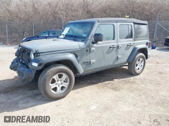 2021 Jeep Wrangler Unlimited Sport S with VIN 1C4HJXDG9MW836411, listed as a IAAI auction lot 41844148 with 17,955 mi miles. Bid and sale history available at carsss.com. Image 2.