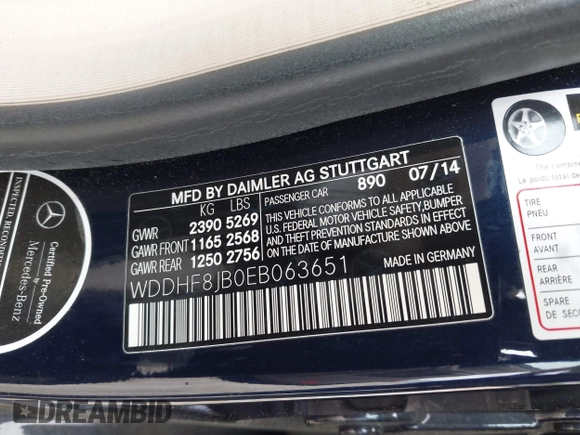 2014 Mercedes-Benz E 350 Luxury with VIN WDDHF8JB0EB063651, listed as a IAAI auction lot 41923115 with 134,702 mi miles and . Bid and sale history available at DreamBid. Image 9.