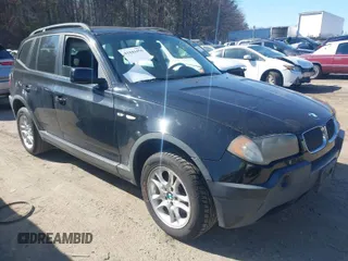 2005 BMW X3 2.5i with VIN WBXPA73485WC50101, listed as a IAAI auction lot 41844456 with 202,522 mi miles. Bid and sale history available at carsss.com. Image 1.