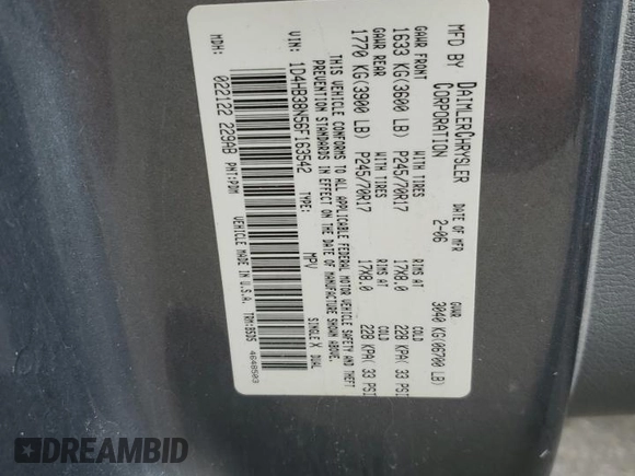 2006 Dodge Durango SXT с VIN 1D4HB38N56F163542, выставлен на аукционе Copart как лот 55670905 с пробегом 83 962 миль миль и Чистый • Clean title. История ставок и продаж доступна на DreamBid. Изображение 12.