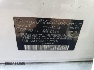 2018 Hyundai Sonata SE with VIN 5NPE24AF8JH692734, listed as a Copart auction lot 64266424 with 105,121 mi miles and Salvage Title. Bid and sale history available at carsss.com. Image 12.