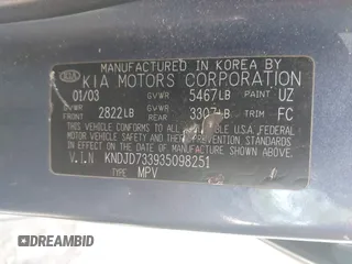 2003 Kia Sorento LX z VIN KNDJD733935098251, wystawiony jako IAAI lot #42318182 z przebiegiem 147 078 mil mil oraz . Historia ofert i sprzedaży dostępna na DreamBid. Obrazek 9.