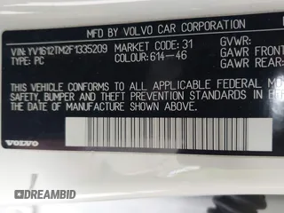 2015 Volvo S60 T5 Platinum with VIN YV1612TM2F1335209, listed as a IAAI auction lot 41722585 with 93,379 mi miles. Bid and sale history available at carsss.com. Image 9.