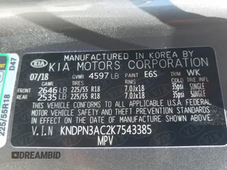 2019 Kia Sportage EX with VIN KNDPN3AC2K7543385, listed as a Copart auction lot 41028910 with 18,071 mi miles and Salvage title. Bid and sale history available at DreamBid. Image 10.