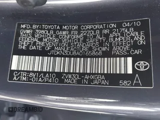 2010 Toyota Prius II with VIN JTDKN3DU8A0165868, listed as a IAAI auction lot 41860926 with 148,827 mi miles. Bid and sale history available at carsss.com. Image 9.