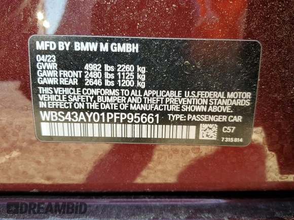 2023 BMW M3 Competition xDrive z VIN WBS43AY01PFP95661, wystawiony jako Copart lot #49840935 z przebiegiem 14 931 mil mil oraz Szkody całkowita. Historia ofert i sprzedaży dostępna na DreamBid. Obrazek 12.