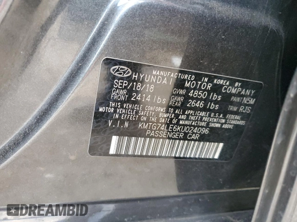 2019 Genesis G70 Advanced with VIN KMTG74LE6KU024096, listed as a Copart auction lot 44221875 with 71,251 mi miles and Salvage Title. Bid and sale history available at carsss.com. Image 14.
