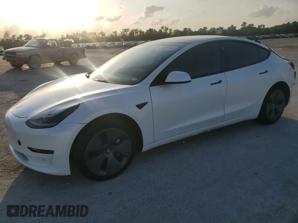 2022 Tesla Model 3 Long Range with VIN 5YJ3E1EB2NF201275, listed as a Copart auction lot 51952345 with 43,540 mi miles and Salvage Title. Bid and sale history available at DreamBid. Image 1.