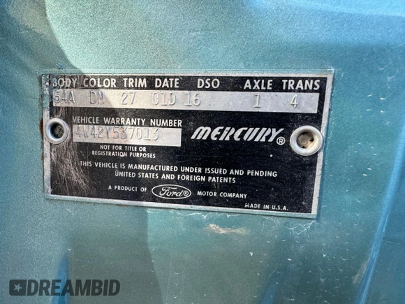 1964 Mercury Monterey z VIN 4W42Y537013, wystawiony jako Copart lot #79842704 z przebiegiem 30 729 mil mil oraz Tytuł czysty. Historia ofert i sprzedaży dostępna na DreamBid. Obrazek 10.
