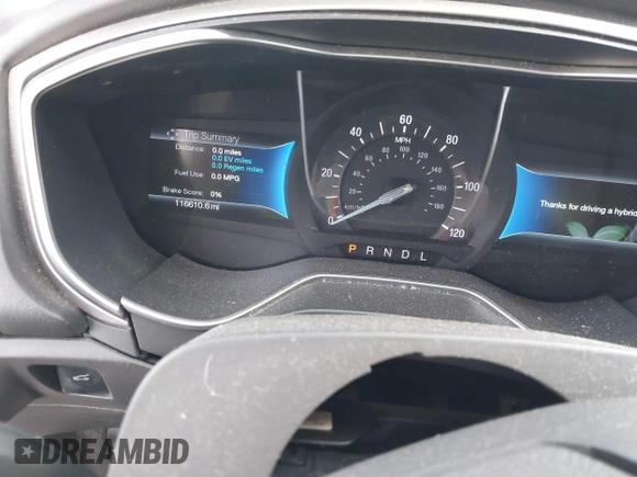 2015 Ford Fusion SE Hybrid with VIN 3FA6P0LUXFR266743, listed as a IAAI auction lot 40862039 with 116,610 mi miles. Bid and sale history available at carsss.com. Image 7.